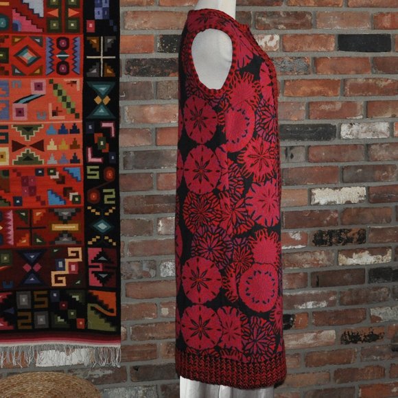 Unique Wearable Art Floral Mandala Tapestry Thick Long VEST Sleeveless Jacket - Picture 3 of 6